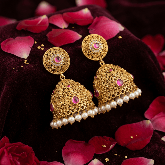 Gold Jhumki Earrings